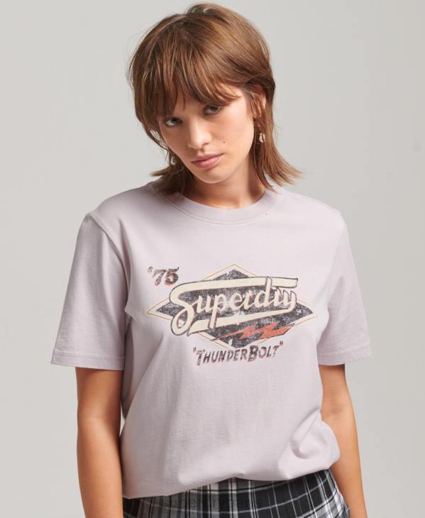 Superdry femmes t-shirt graphique bohème D64Z2773 vêtements violet