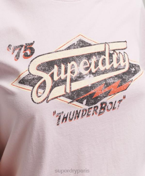 Superdry femmes t-shirt graphique bohème D64Z2773 vêtements violet