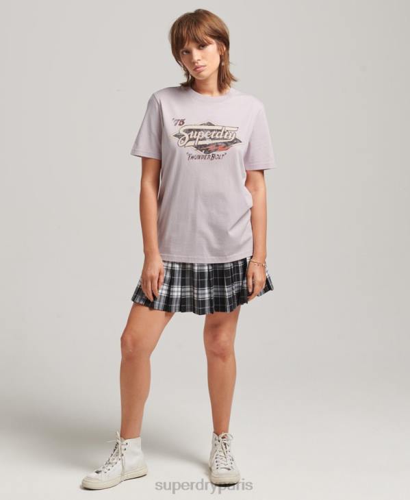 Superdry femmes t-shirt graphique bohème D64Z2773 vêtements violet
