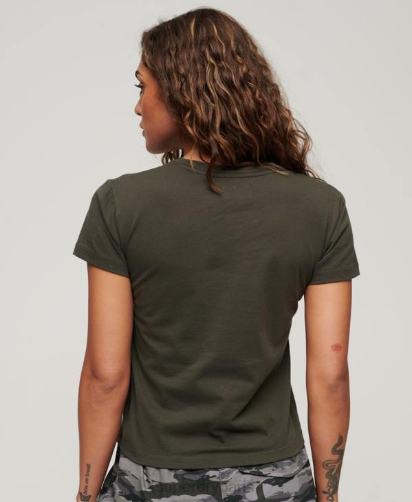 Superdry femmes t-shirt graphique de tatouage des années 90 D64Z2627 vêtements vert