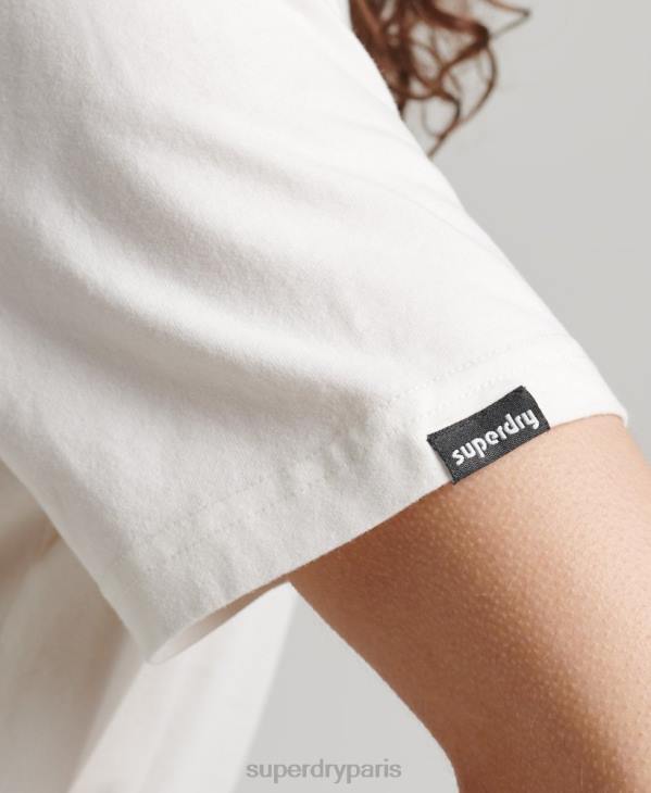 Superdry femmes t-shirt graphique de terrain des années 90 D64Z6276 vêtements blanc