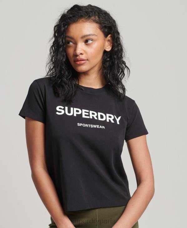 Superdry femmes t-shirt graphique des années 90 D64Z2150 vêtements noir