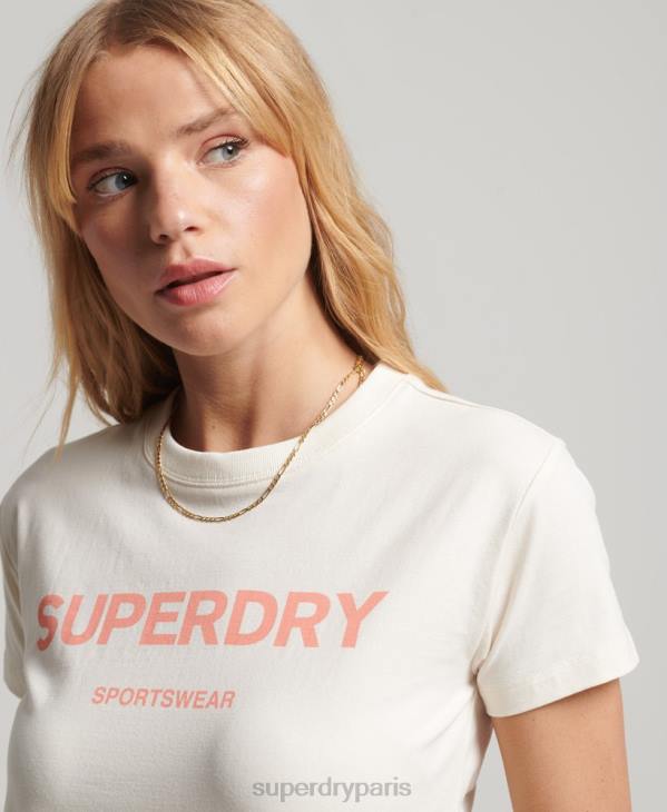 Superdry femmes t-shirt graphique des années 90 D64Z2154 vêtements crème