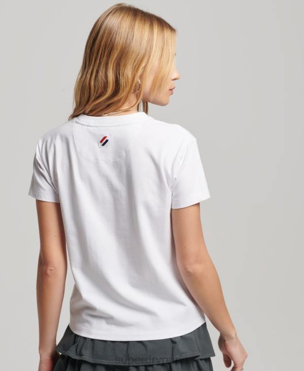 Superdry femmes t-shirt graphique des années 90 D64Z2240 vêtements blanc