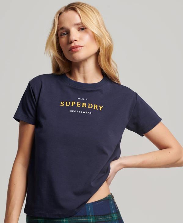 Superdry femmes t-shirt graphique des années 90 D64Z2614 vêtements marine