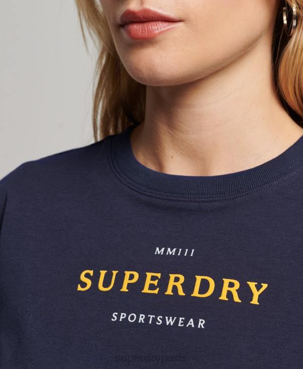 Superdry femmes t-shirt graphique des années 90 D64Z2614 vêtements marine