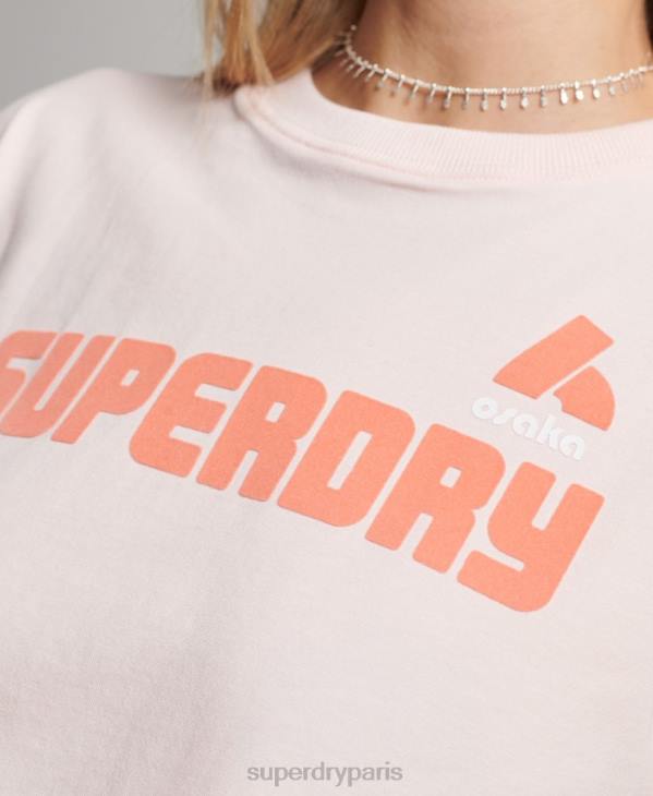 Superdry femmes t-shirt graphique des années 90 D64Z2655 vêtements rose