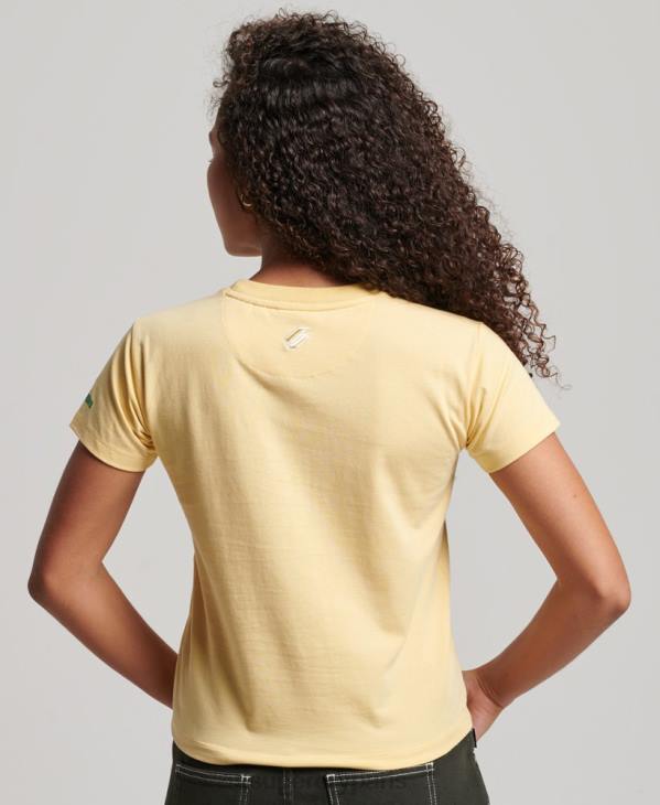 Superdry femmes t-shirt graphique des années 90 D64Z2667 vêtements jaune