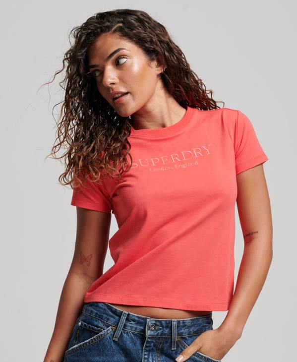 Superdry femmes t-shirt graphique des années 90 D64Z2685 vêtements rose