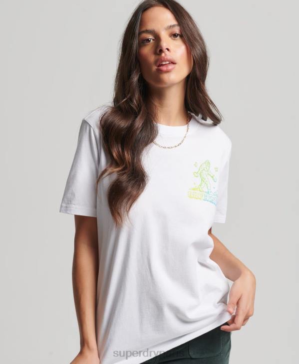 Superdry femmes t-shirt graphique des bois D64Z2736 vêtements blanc