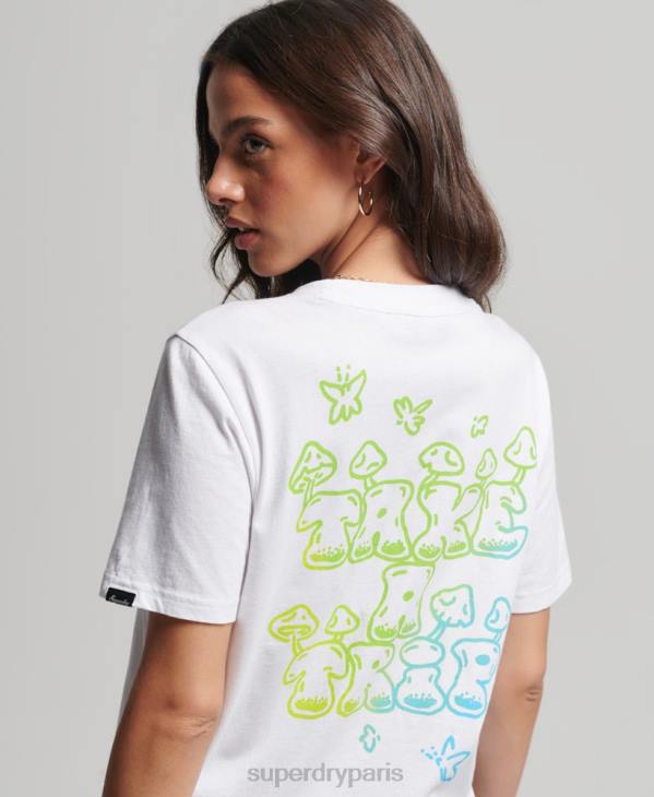 Superdry femmes t-shirt graphique des bois D64Z2736 vêtements blanc