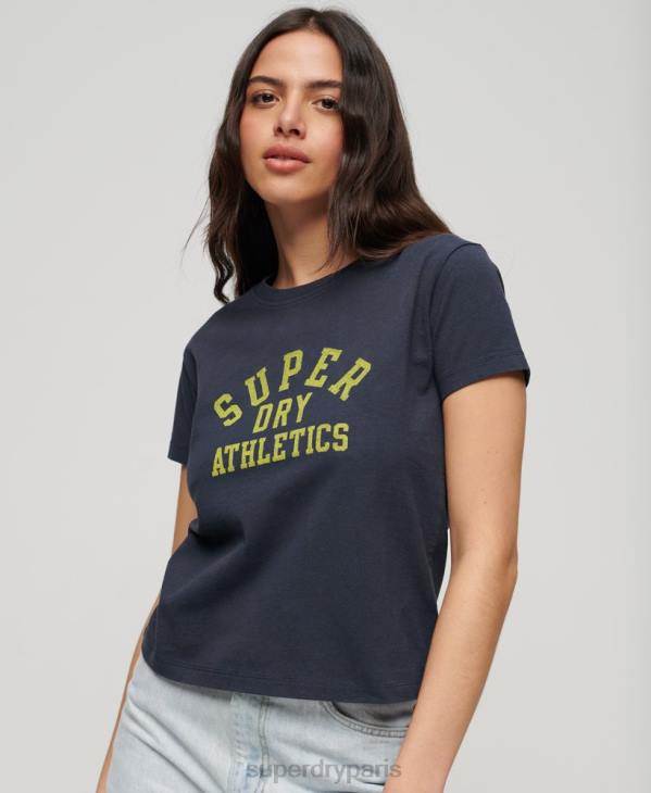 Superdry femmes t-shirt graphique essentiel des années 90 athlétique D64Z2030 vêtements bleu