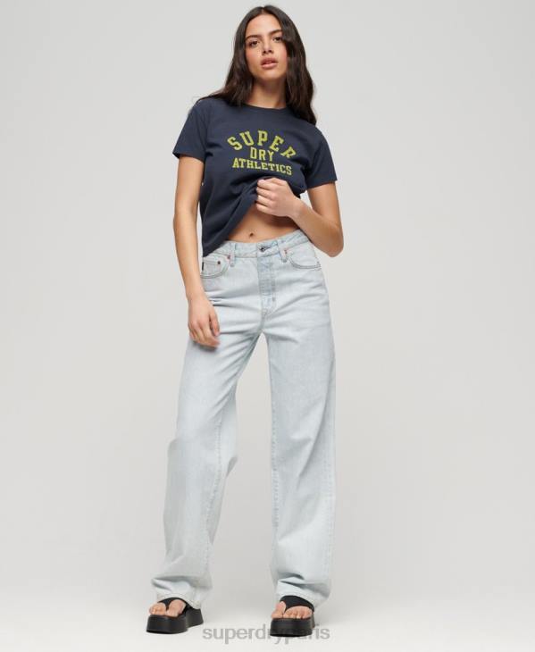 Superdry femmes t-shirt graphique essentiel des années 90 athlétique D64Z2030 vêtements bleu