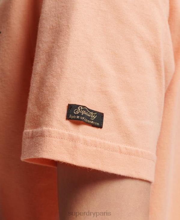 Superdry femmes t-shirt graphique à logo vintage japonais D64Z2679 vêtements orange