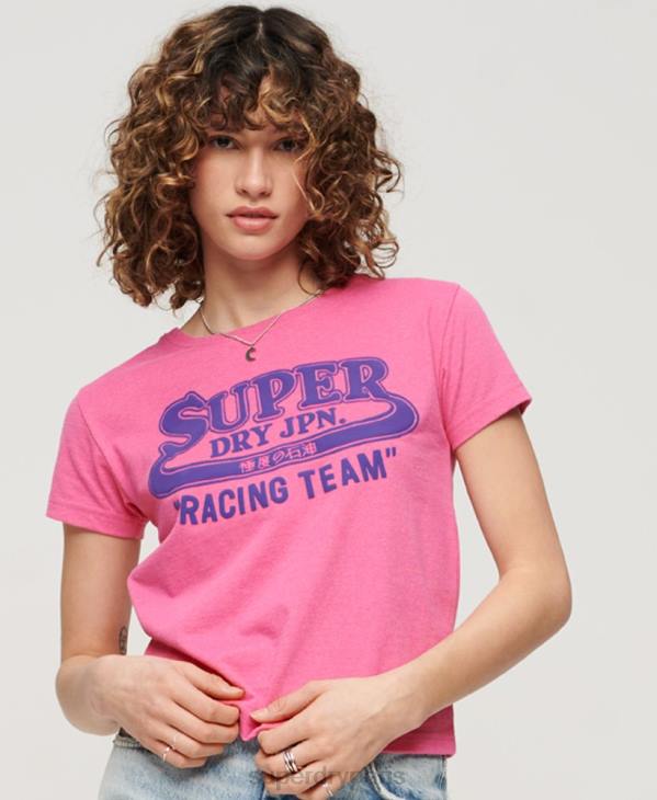 Superdry femmes t-shirt graphique néon archive D64Z2636 vêtements rose