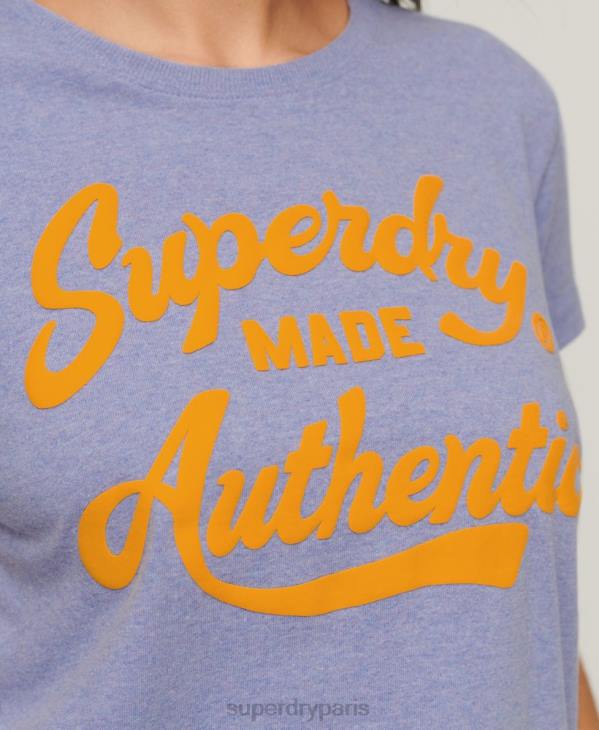 Superdry femmes t-shirt graphique néon archive D64Z2657 vêtements violet