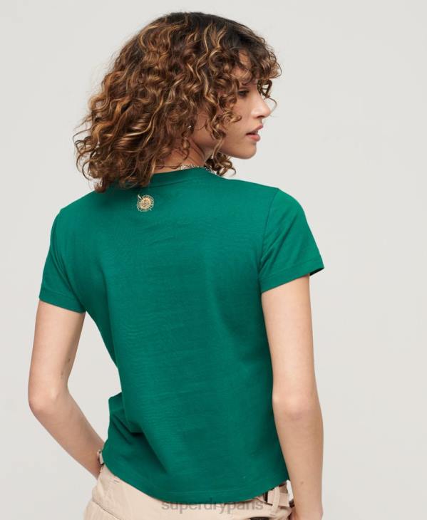 Superdry femmes t-shirt graphique scénarisé workwear D64Z2099 vêtements vert