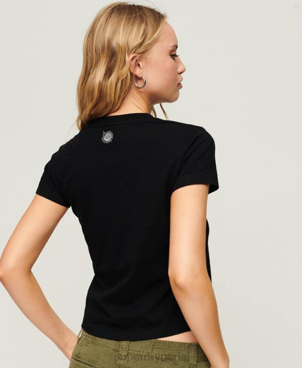Superdry femmes t-shirt graphique scénarisé workwear D64Z2122 vêtements noir