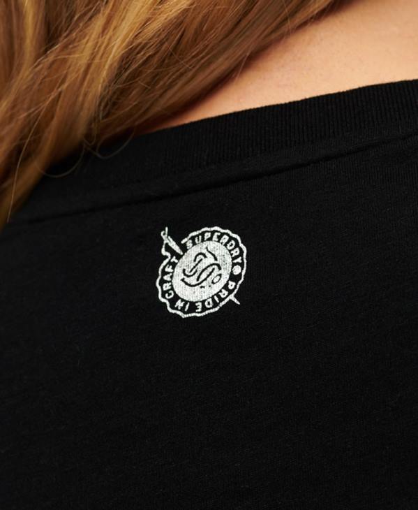 Superdry femmes t-shirt graphique scénarisé workwear D64Z2122 vêtements noir