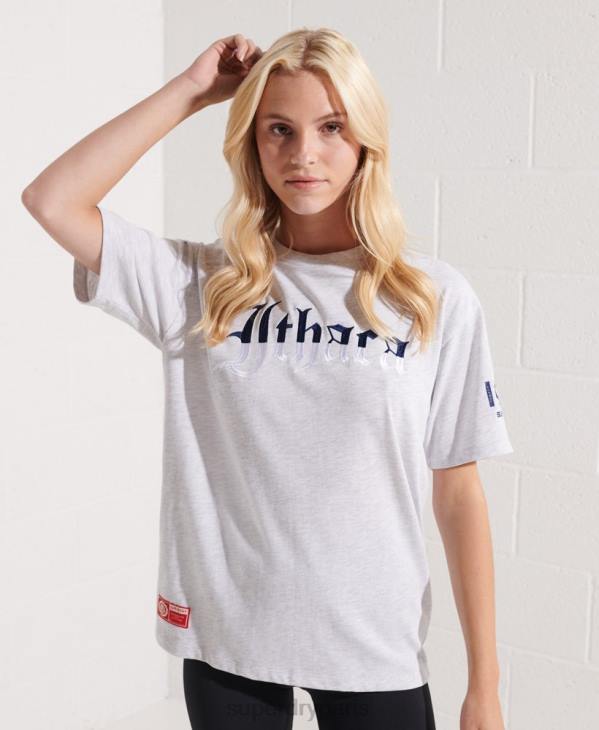 Superdry femmes t-shirt graphique université D64Z2719 vêtements gris clair