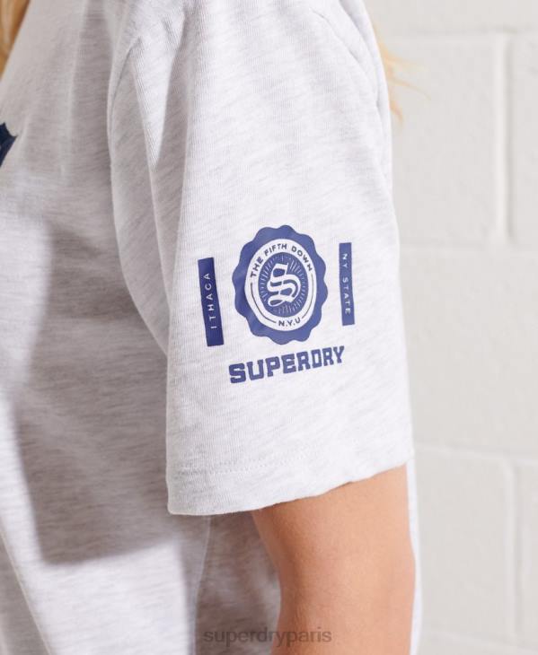 Superdry femmes t-shirt graphique université D64Z2719 vêtements gris clair