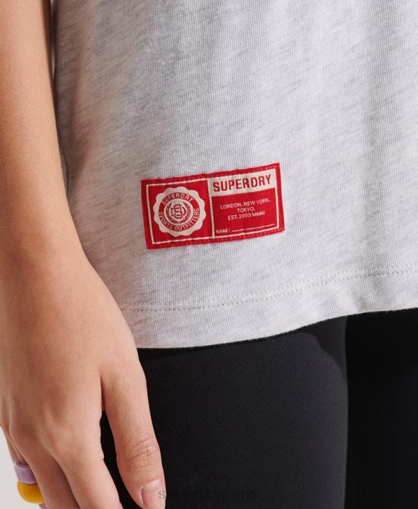 Superdry femmes t-shirt graphique université D64Z2719 vêtements gris clair