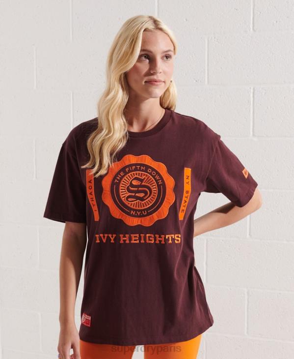 Superdry femmes t-shirt graphique université D64Z2741 vêtements rouge