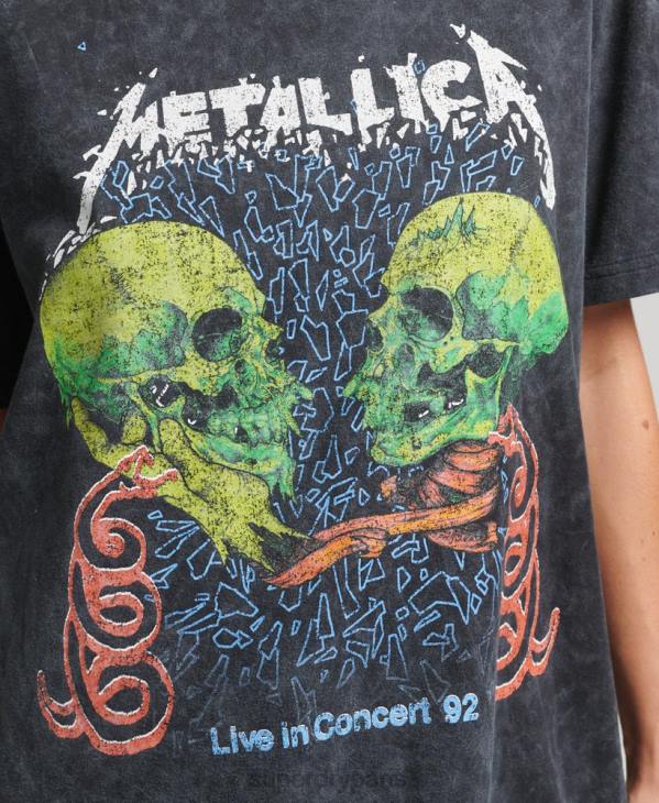 Superdry femmes t-shirt groupe édition limitée metallica D64Z2855 vêtements noir