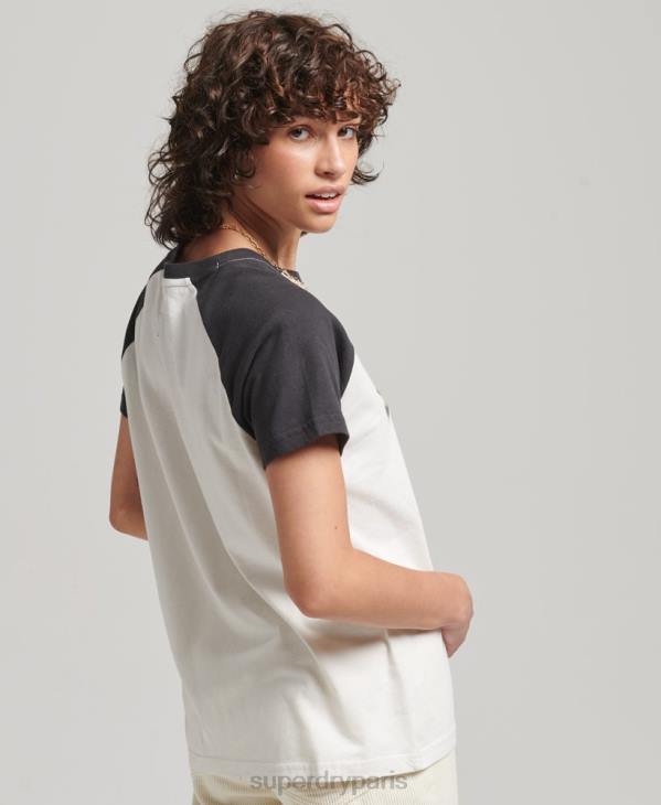 Superdry femmes t-shirt indie raglan D64Z6251 vêtements blanc
