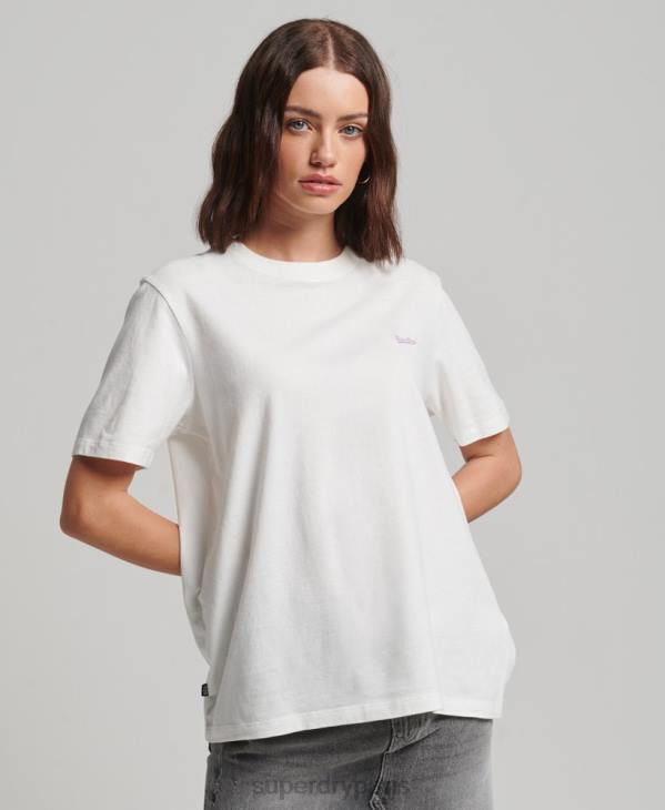Superdry femmes t-shirt à logo brodé D64Z2130 vêtements blanc