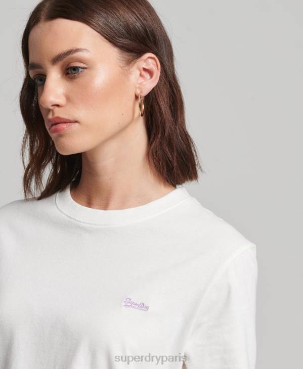 Superdry femmes t-shirt à logo brodé D64Z2130 vêtements blanc