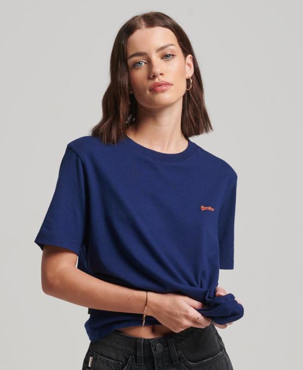 Superdry femmes t-shirt à logo brodé D64Z2172 vêtements bleu