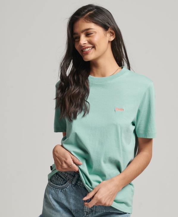 Superdry femmes t-shirt à logo brodé D64Z2246 vêtements bleu clair