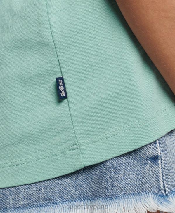 Superdry femmes t-shirt à logo brodé D64Z2246 vêtements bleu clair