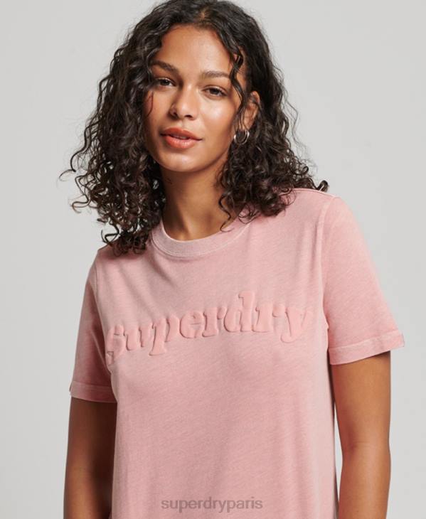 Superdry femmes t-shirt logo cooper classique des années 70 D64Z2307 vêtements rose