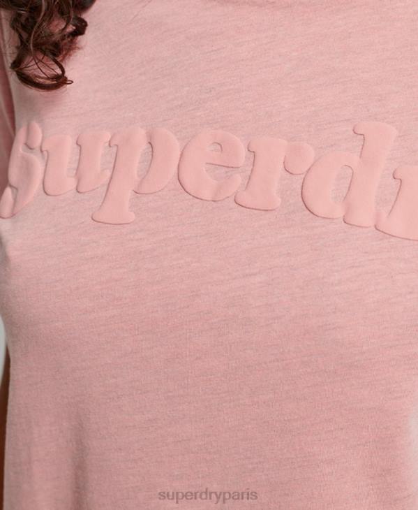 Superdry femmes t-shirt logo cooper classique des années 70 D64Z2307 vêtements rose
