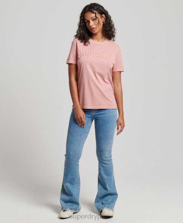 Superdry femmes t-shirt logo cooper classique des années 70 D64Z2307 vêtements rose