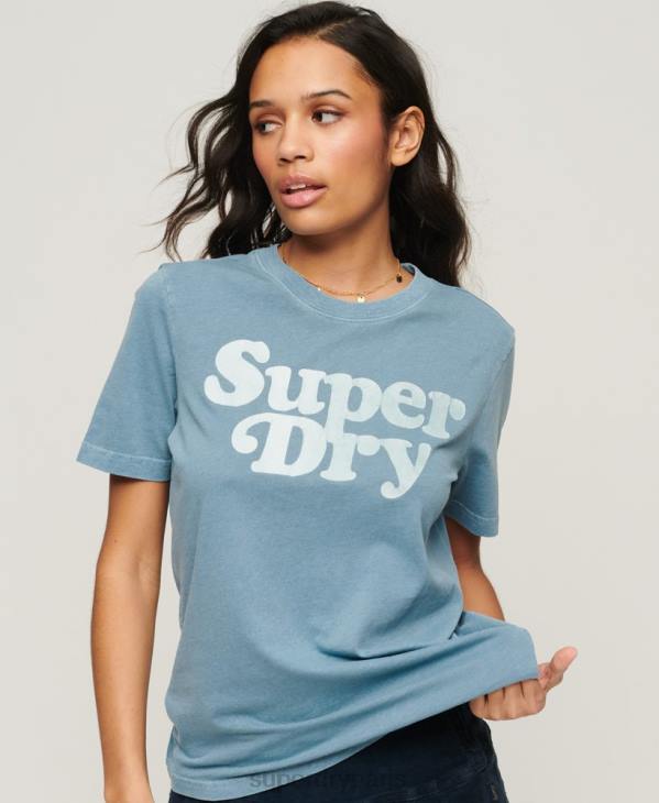 Superdry femmes t-shirt logo cooper classique des années 70 D64Z2653 vêtements gris