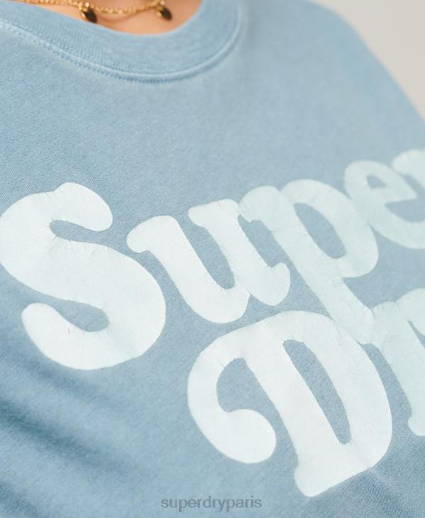 Superdry femmes t-shirt logo cooper classique des années 70 D64Z2653 vêtements gris