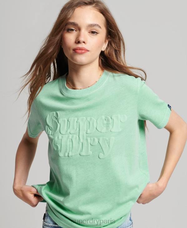 Superdry femmes t-shirt logo cooper classique des années 70 D64Z2727 vêtements vert