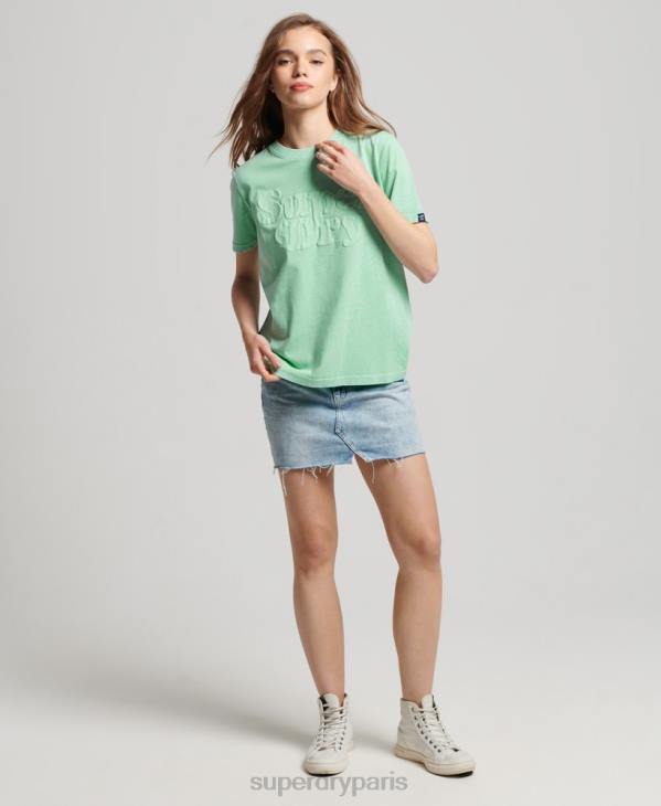 Superdry femmes t-shirt logo cooper classique des années 70 D64Z2727 vêtements vert