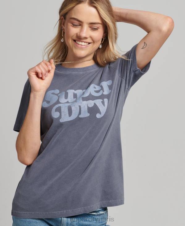 Superdry femmes t-shirt logo cooper classique des années 70 D64Z6190 vêtements marine