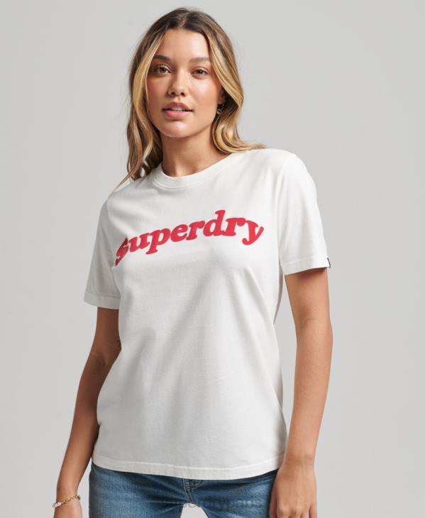 Superdry femmes t-shirt logo cooper classique des années 70 D64Z6204 vêtements crème