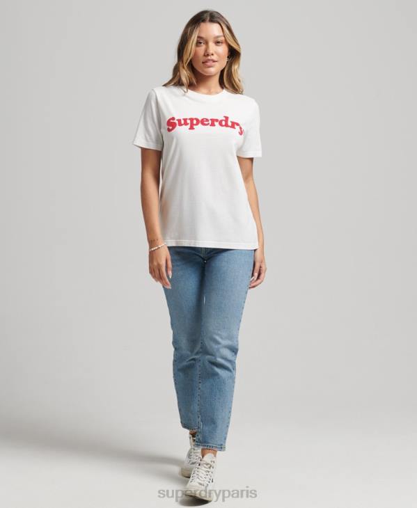 Superdry femmes t-shirt logo cooper classique des années 70 D64Z6204 vêtements crème