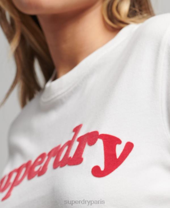 Superdry femmes t-shirt logo cooper classique des années 70 D64Z6204 vêtements crème