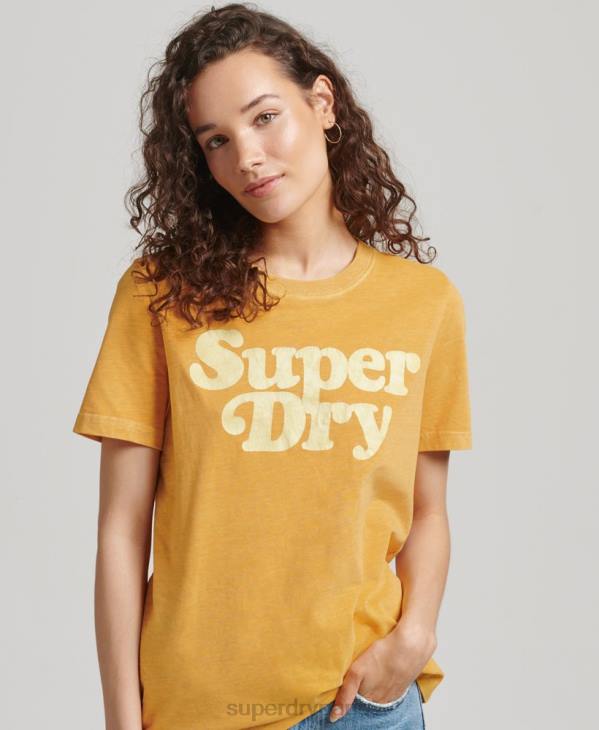 Superdry femmes t-shirt logo cooper classique des années 70 D64Z6219 vêtements or