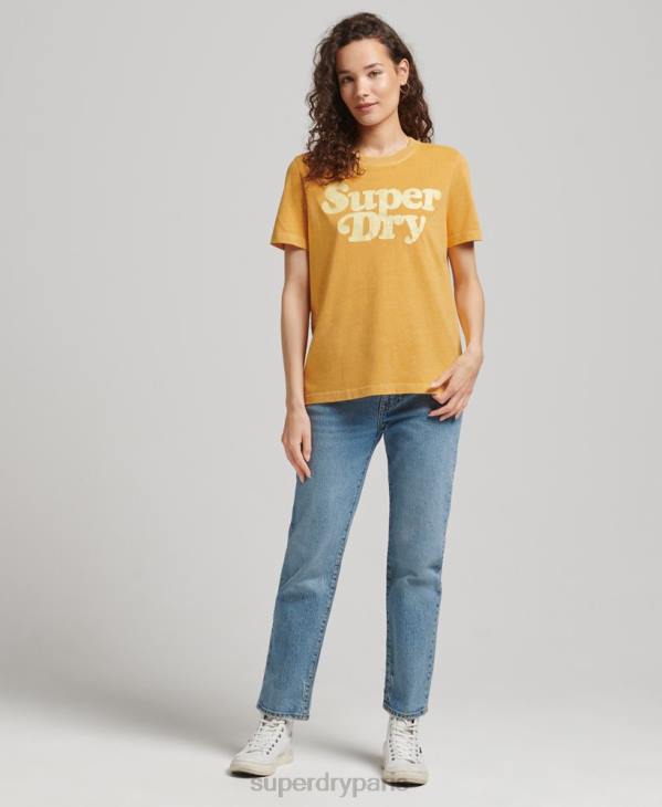 Superdry femmes t-shirt logo cooper classique des années 70 D64Z6219 vêtements or