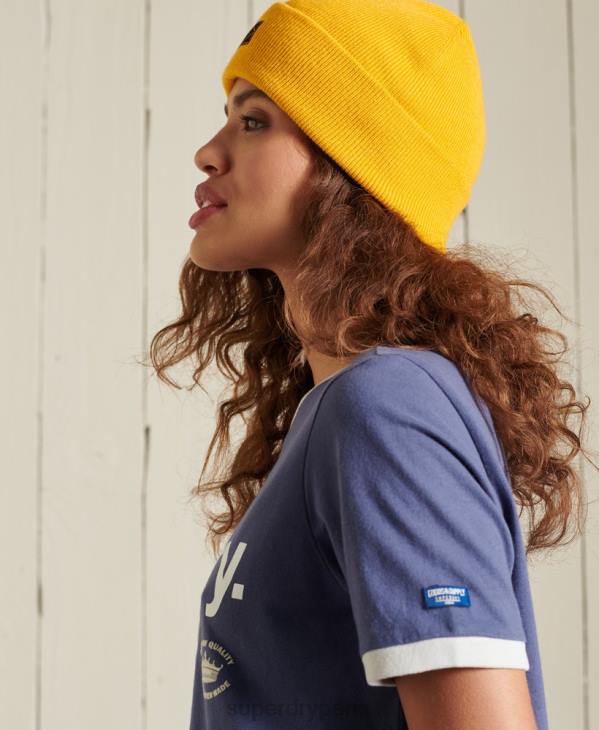 Superdry femmes t-shirt logo core american classics à sonnerie D64Z6298 vêtements marine
