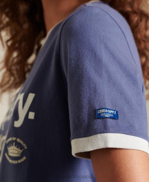 Superdry femmes t-shirt logo core american classics à sonnerie D64Z6298 vêtements marine