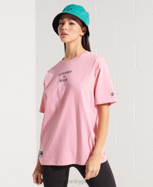 Superdry femmes t-shirt à logo d'entreprise D64Z6278 vêtements rose